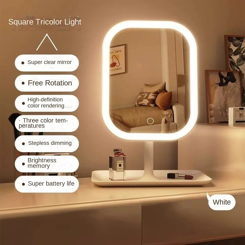 LED Touch Control Makeup Mirror 3 Colors Dimmable Lights