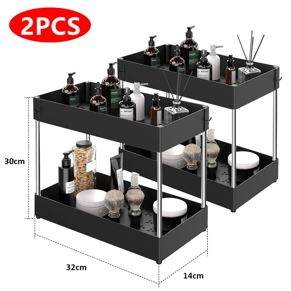 Keep cabinets organized. Pull-out under sink organizer