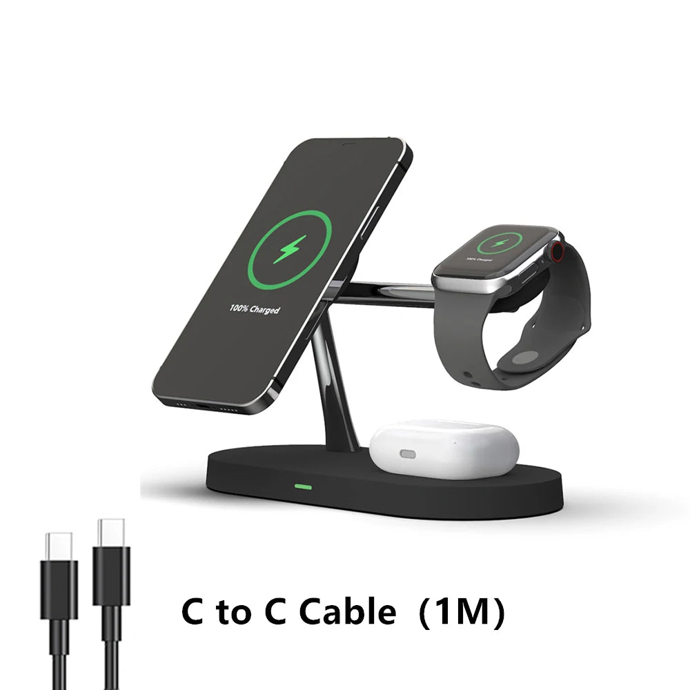 Organized 3 in 1 charging station for iphone 12-17, airpods, and apple watch
