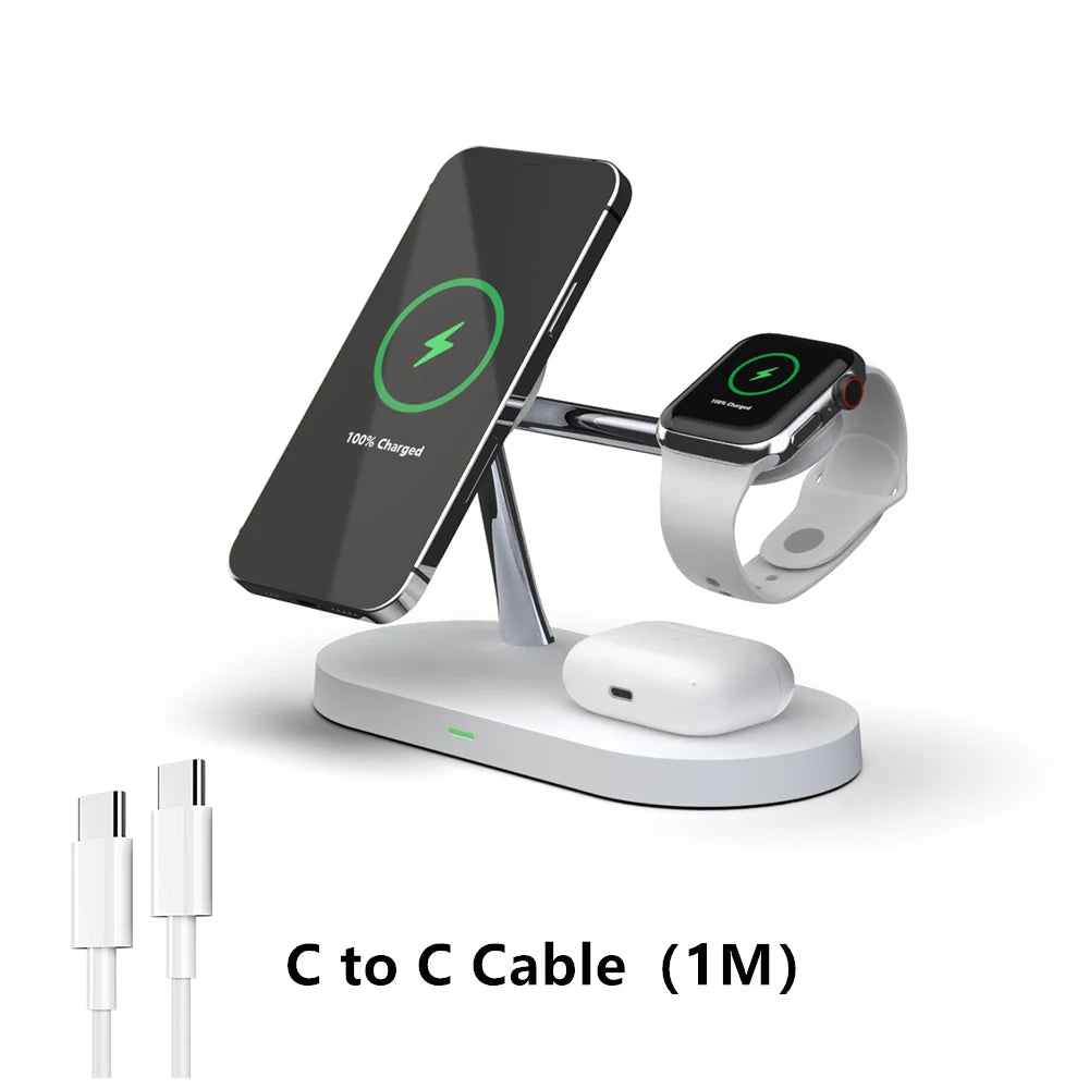 Organized 3 in 1 charging station for iphone 12-17, airpods, and apple watch