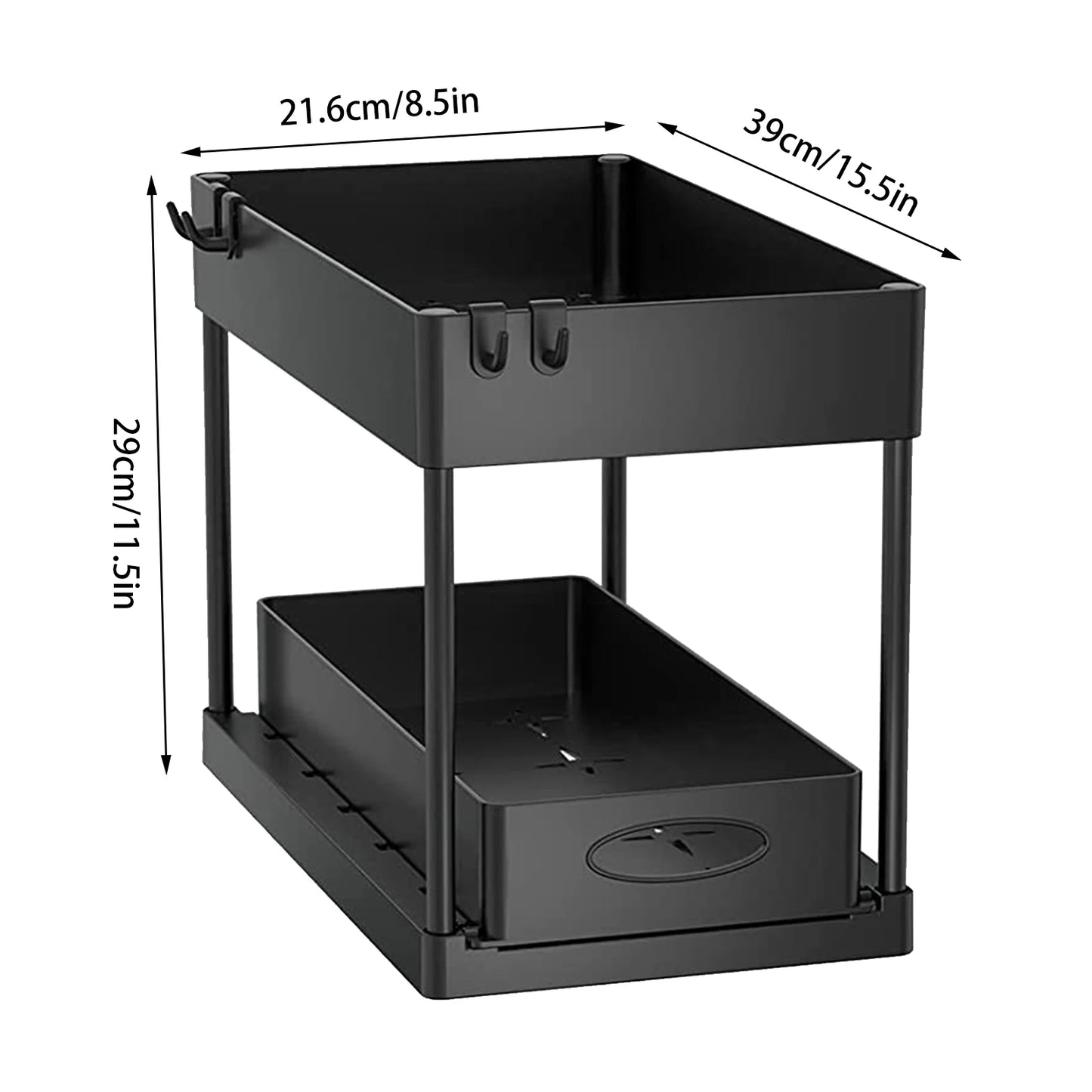 Keep cabinets organized. Pull-out under sink organizer