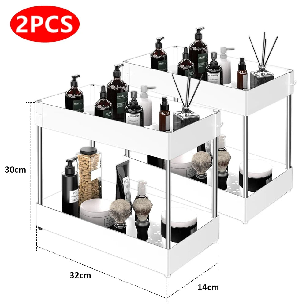 Keep cabinets organized. Pull-out under sink organizer